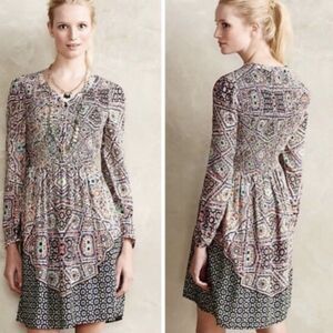 Maeve by Anthropologie Tiled Amethyst Dress Small Boho